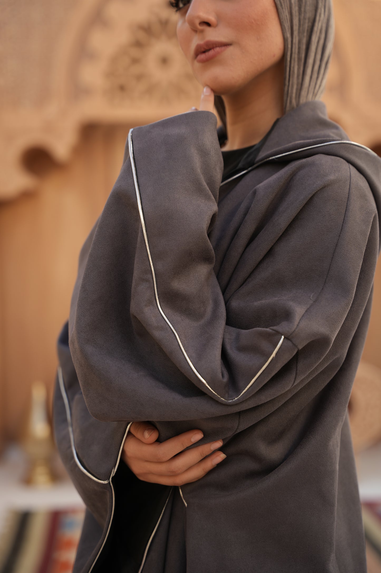 Suede Kaftan – Grey